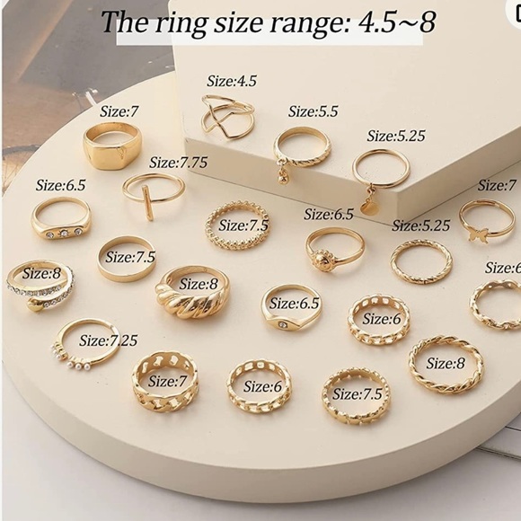 Assorted Stackable Gold Ring Set Women 10 pcs Assorted Ring Size 4.5-8  NWOT - Picture 5 of 5